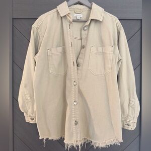 Topshop Cream Button-Up Denim Jacket